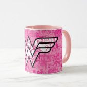 Mug Wonder Woman Pink Comic Book Collage Logo (Devant droit)