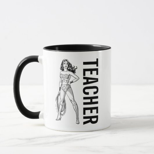 Mug Wonder Woman Pose noir & blanc (Gauche)