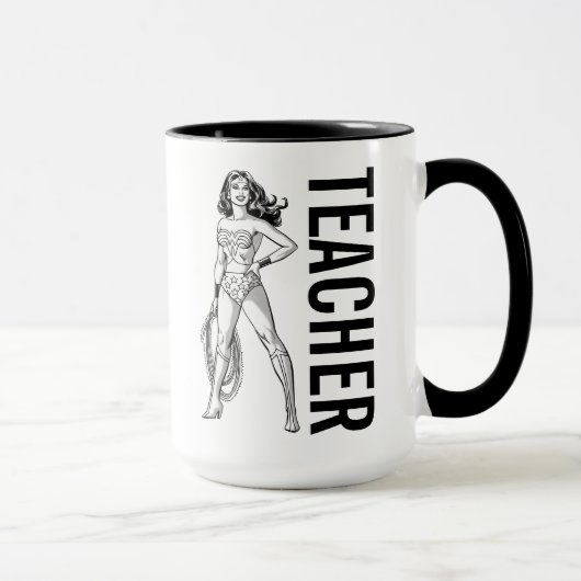 Mug Wonder Woman Pose noir & blanc (Droite)