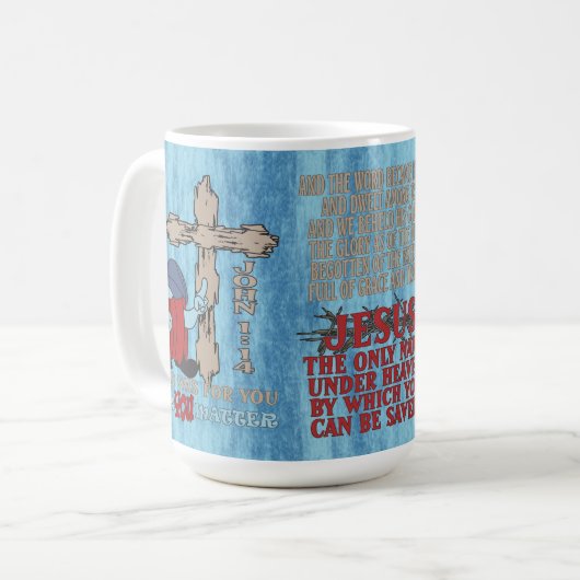 Mug Wood Cross Cuz Vous Comptez John 1 14 T-Shirt (Devant gauche)