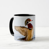Mug Wood Duck mal flapping wings in wetland (Devant gauche)