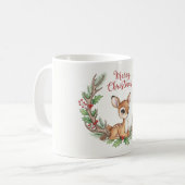 Mug Woodland Christmas Deer Mug, Cute Holiday Fawn Cup (Devant gauche)
