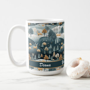 Mug Woodland Winter Scandinavian Art Personnalisé