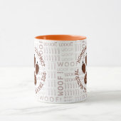 Mug Woof Art et Chig Paw en Brown nom personnalisé (Centre)
