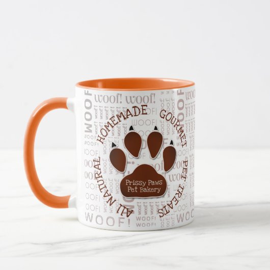 Mug Woof Art et Chig Paw en Brown nom personnalisé (Gauche)