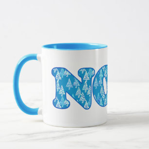 Mug Word Art - Noel avec des arbres en bleu clair