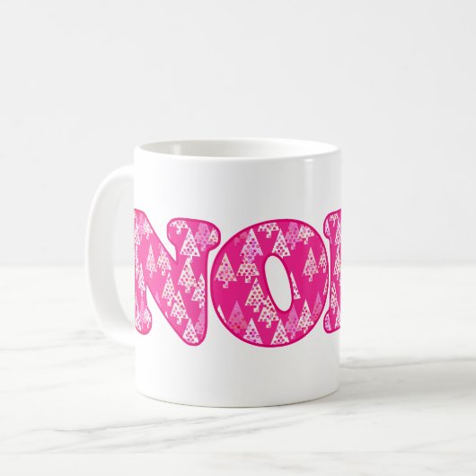 Mug Word Art - Noel dans les arbres rose Fuchsia (Devant gauche)