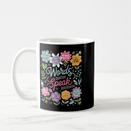 Mug Words Speak Kindness Insrational Floral Sitive  (Gauche)