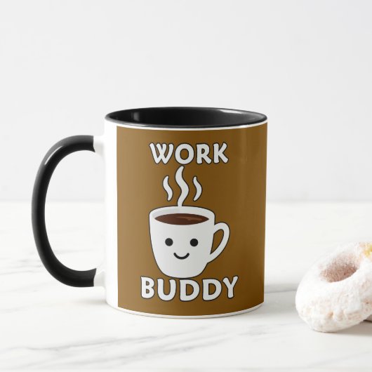 Mug Work Buddy Coffee Cute Design – Office Humor Shirt (Avec donut)
