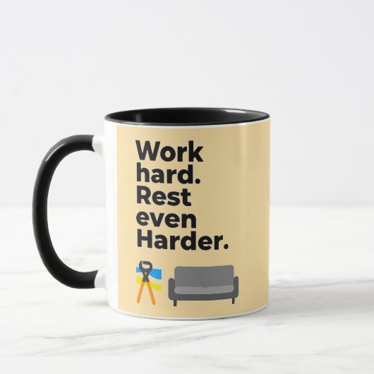 Mug Work Hard Rest Even Harder Minimal Quote Design (Gauche)