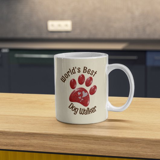Mug World Best Dog Walker Empreinte de patte Canine An
