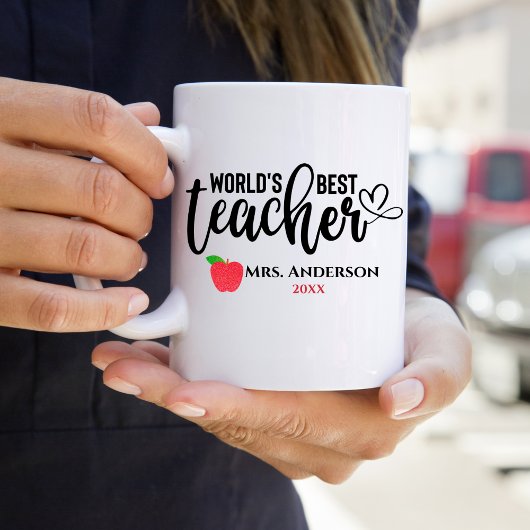 Mug World Best Teacher Parties scintillant Rouge Pomme