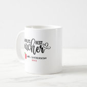 Mug World Best Teacher Parties scintillant Rouge Pomme (Devant gauche)