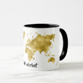 Mug World Map Gold Foil Wanderlust Voyageur Blogger (Devant droit)