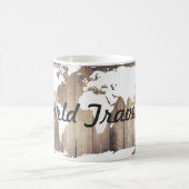 Mug World Traveller White World Map Bois rustique (Centre)
