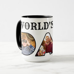 Mug Worlds Best Dad Citation Modern 3 Photo Collage