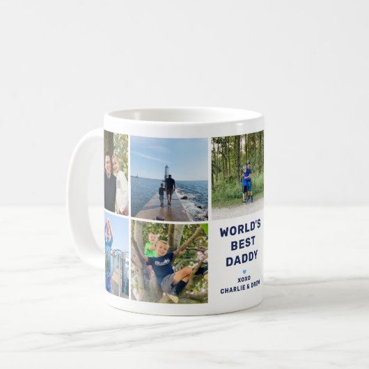 Mug Worlds Best Daddy Modern Navy Photo Collage (Devant gauche)