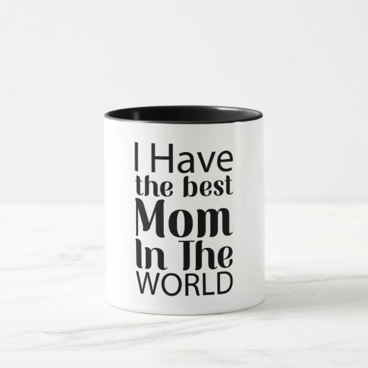 Mug Worlds Best Mom Élégant noir et blanc Script (Centre)
