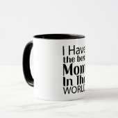Mug Worlds Best Mom Élégant noir et blanc Script (Devant gauche)