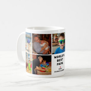 Mug Worlds Best Papa Modern Photo Collage