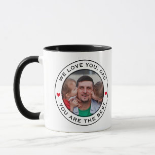Mug Worlds Best Papa Photo Heart Red White Black Text