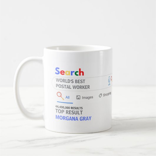Mug WORLDS BEST POSTAL WORKER Top Résultat de recherch (Gauche)