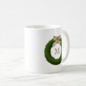 Mug Wreath Boxwood Avec Bow Rustique Personnalisé Mono (Devant droit)