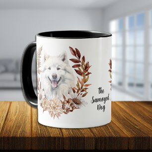Mug Wreath d'automne de chien Samoyé