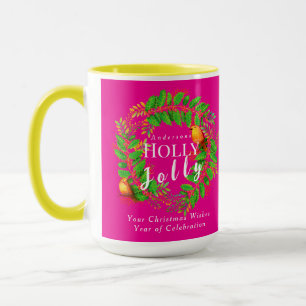 Mug Wreath Holly Jolly Famille Rose