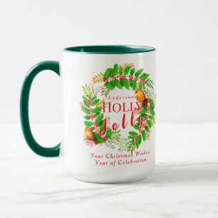 Mug Wreath Holly Jolly Family White