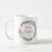 Mug Wreath moderne et script | Joyeux Noël rouge (Gauche)