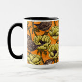 Mug Wrens dans le jardin d'anémones jaunes (Gauche)