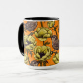 Mug Wrens dans le jardin d'anémones jaunes (Devant gauche)