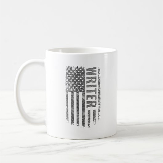 Mug Writer USA Flag Distressed design (Gauche)