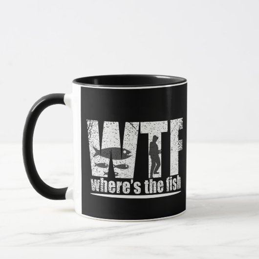 Mug WTF où est le poisson la pêche amusante (Gauche)