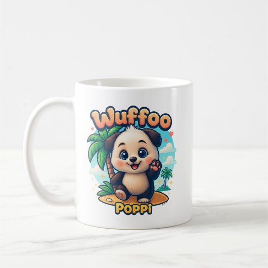 Mug Wuffoo Poppi Cute Kawaii Puppy Tropical Island (Gauche)