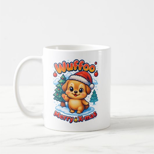 Mug Wuffoo Roony Merry X-mas Kawaii 3D Holiday (Gauche)