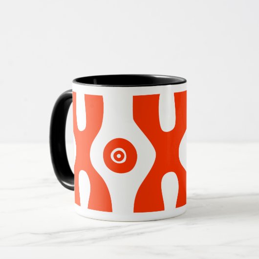 Mug X 0 Conception abstraite primitive en rouge vif (Devant gauche)