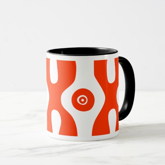 Mug X 0 Conception abstraite primitive en rouge vif (Devant droit)