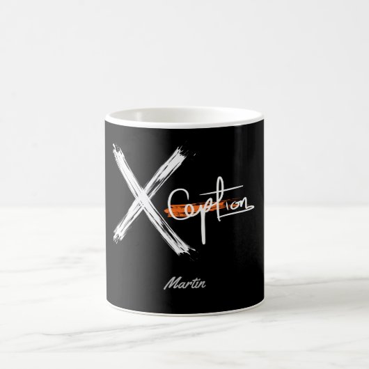 Mug X Ception | Nom personnalisé noir et blanc Cool (Centre)