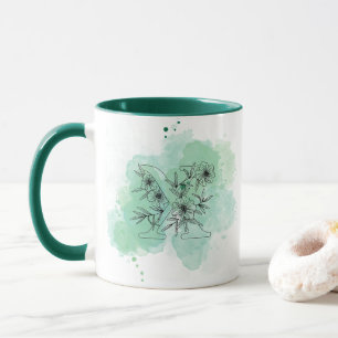 Mug X initial Aquarelle Monogramme Vert Botanique