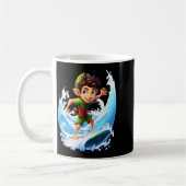 Mug X-mas Christmas Elf Riding Surfboard Surfboard  (Gauche)