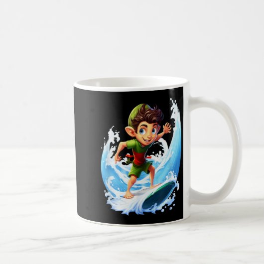 Mug X-mas Christmas Elf Riding Surfboard Surfboard  (Droite)