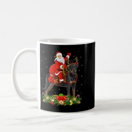 Mug Xmas Decor Funny Santa Riding Rottweiler Dog Chris (Gauche)