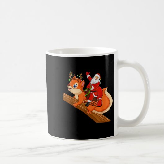 Mug Xmas Family Matching Funny Santa Riding Squirrel C (Droite)