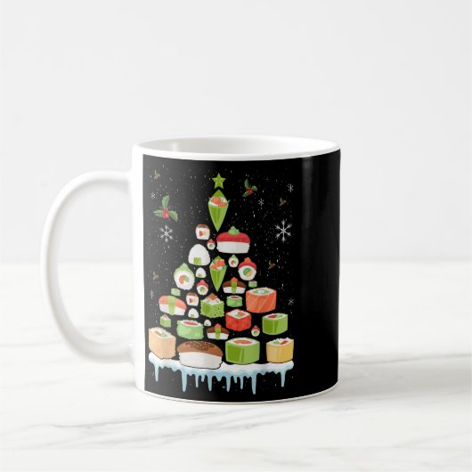 Mug Xmas Japanese Sushi Christmas Tree Holiday Pajama (Gauche)