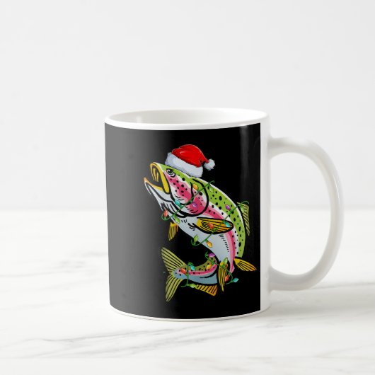 Mug Xmas Lights Santa Hat Rainbow Trout Fish Christmas (Droite)