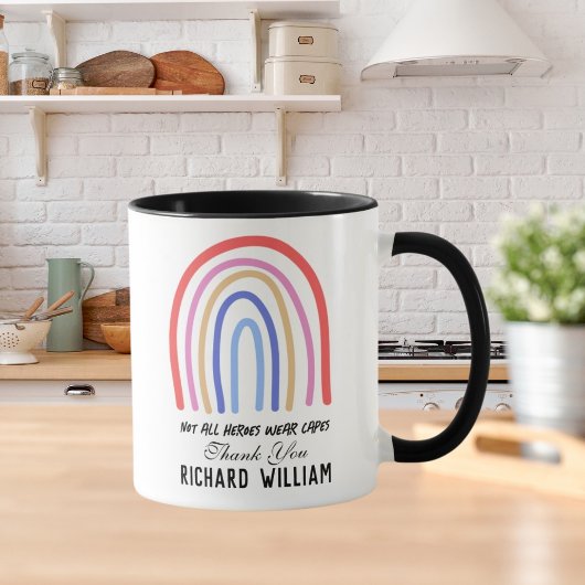 Mug Xmas Rainbow Watercolor Enseignant Merci noir