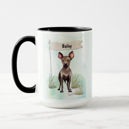 Mug Xoloitzcuintli Aquarelle Chien Personnalisé (Gauche)