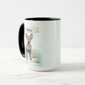 Mug Xoloitzcuintli Aquarelle Chien Personnalisé (Devant gauche)